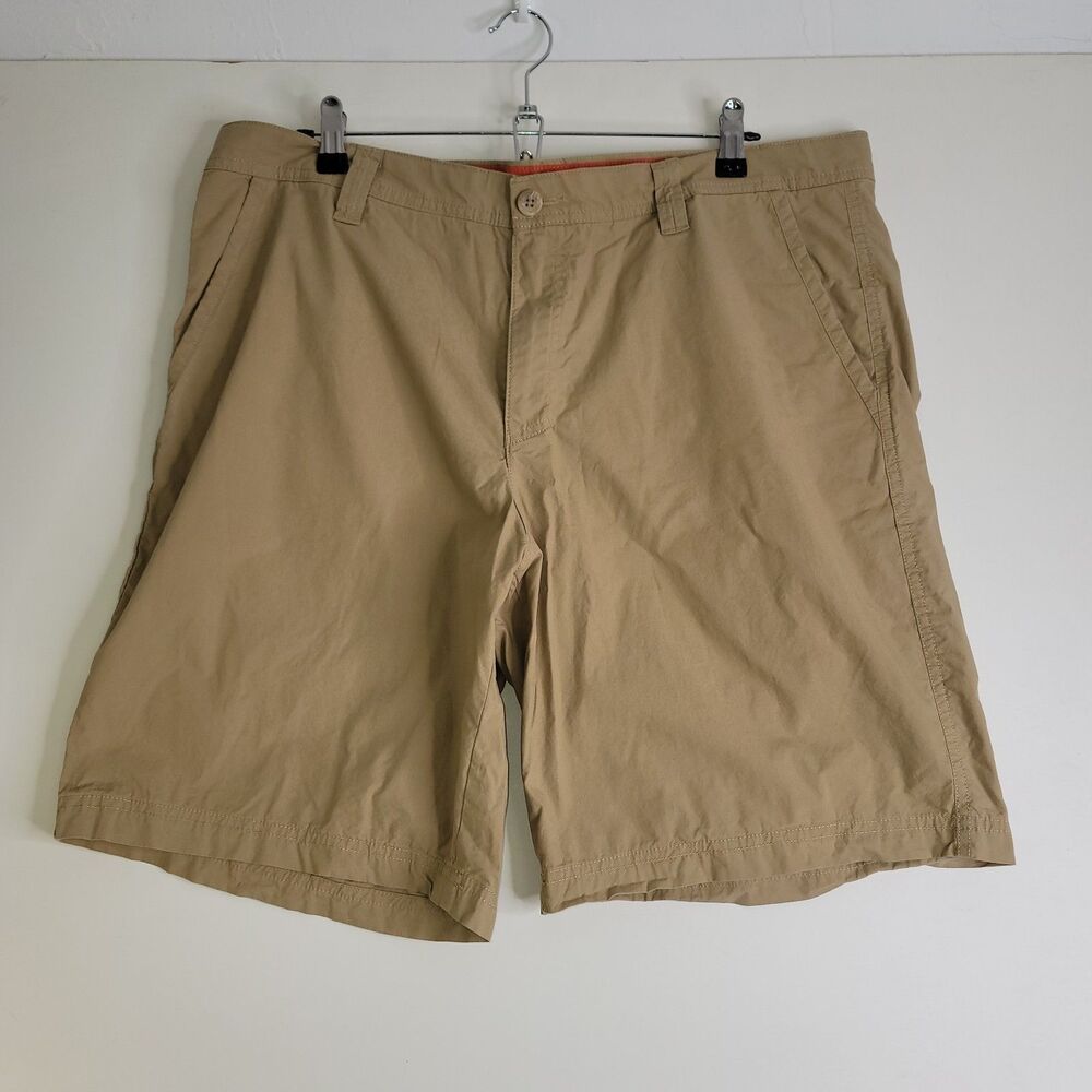 Columbia PFG Shorts Mens 38x10 Khaki Tan Quick Dry Pockets Fishing Outdoor